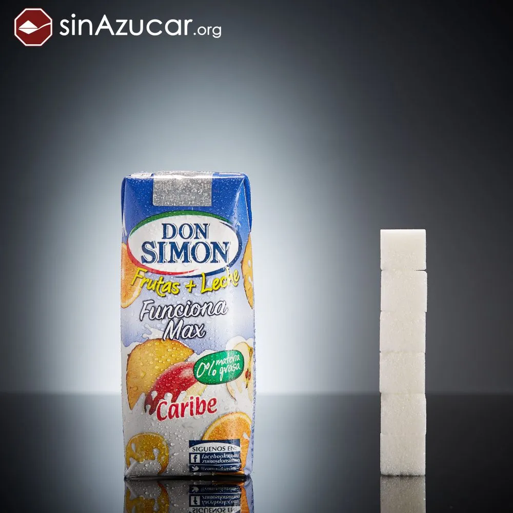 Un brik de Don Simón Funciona Max Caribe (330ml) tiene 23,8g de azúcar, casi 6 terrones.