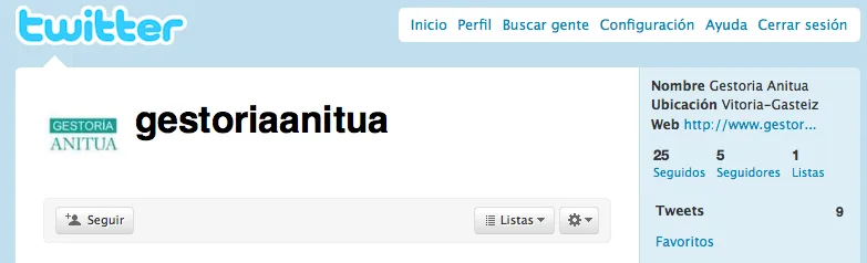 Gestoría Anitua, en Twitter