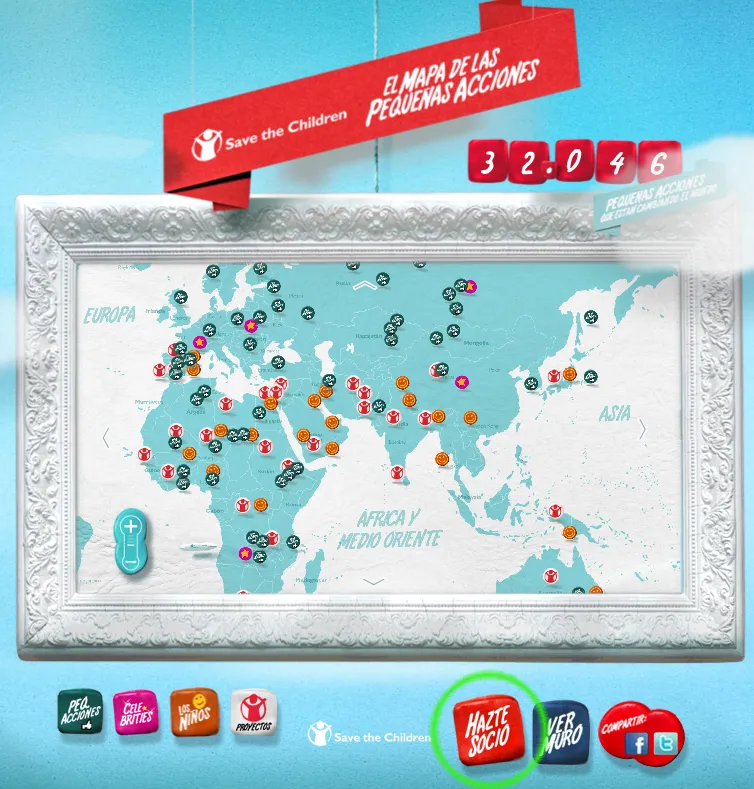 MapadelaspequenasaccionesSaveTheChildren Pincha para ver la aplicación de Save the Children en Facebook