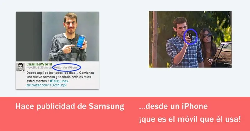 Samsung contrata a Íker casillas pero él utiliza teléfonos de Apple